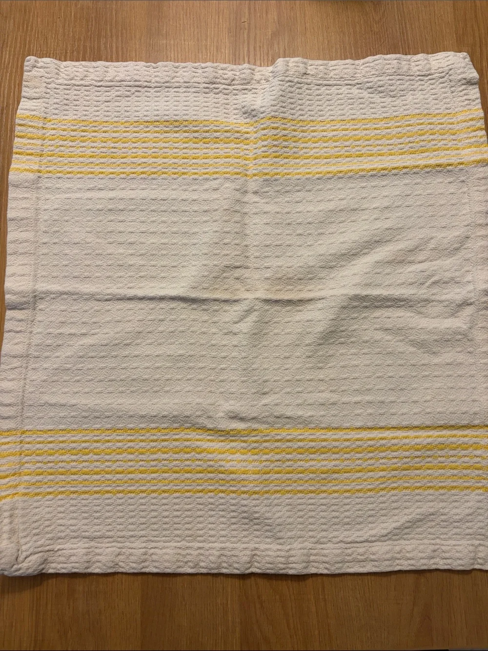 Pottery Barn Cream and Yellow Striped Dishcloth Napkins